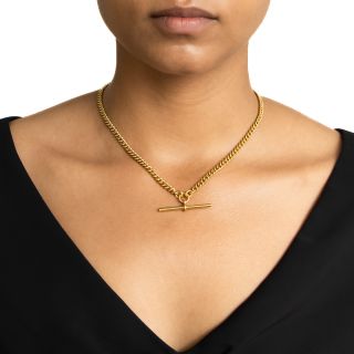 Victorian Albert Watch Chain Necklace With T-Bar