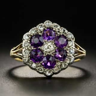 Victorian Amethyst and Diamond Cluster Ring - 2