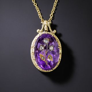 Victorian Amethyst and Diamond Pendant - 2
