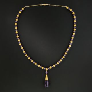Victorian Amethyst and Gold Bead Necklace 