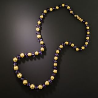 Victorian Amethyst and Gold Bead Necklace - 4