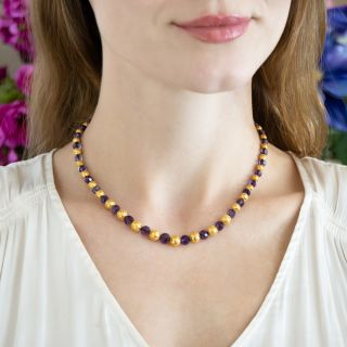 Victorian Amethyst and Gold Bead Necklace