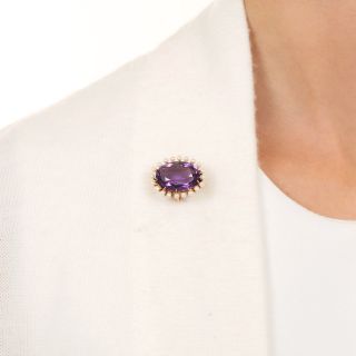 Victorian Amethyst and Seed Pearl Brooch