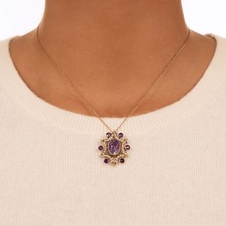 Victorian Amethyst and Seed Pearl Pendant