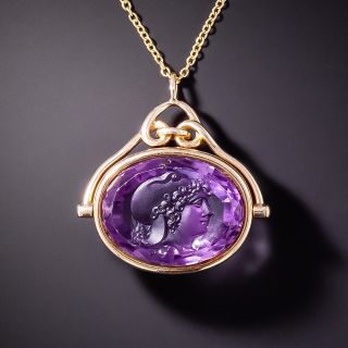 Victorian Amethyst Cameo Fob Pendant - 2