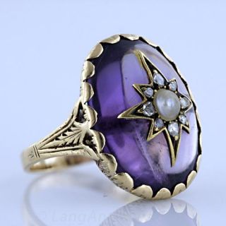 Victorian Amethyst Pearl & Diamond Ring, 1860's