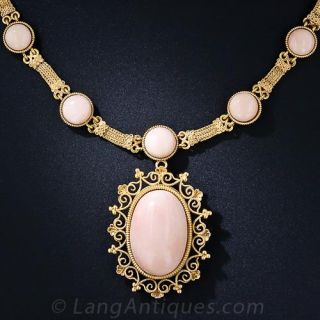 Victorian Angel Skin Coral Necklace