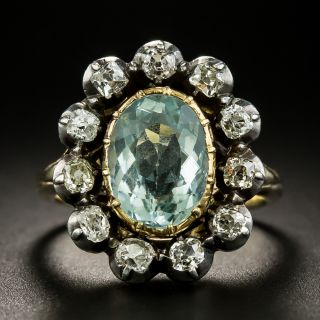 Victorian Aquamarine and Diamond Halo Ring - 3