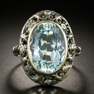 Victorian Aquamarine and Diamond Ring - 3