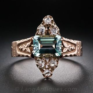  Victorian Aquamarine and Diamond Ring