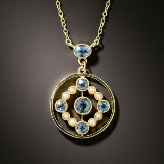 Victorian Aquamarine and Pearl Necklace - 2