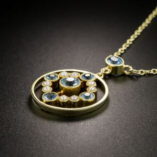 Victorian Aquamarine and Pearl Necklace