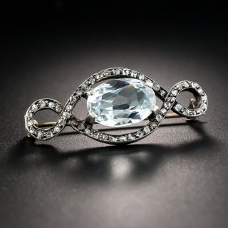 Victorian Aquamarine And Rose-Cut Diamond Brooch