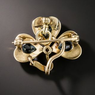Victorian Aquamarine and Seed Pearl Shamrock Pin