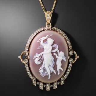 Victorian Artemis/Diana and Cupid Cameo Pendant - 3