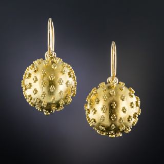 Victorian Etruscan Revival Ball Earrings 