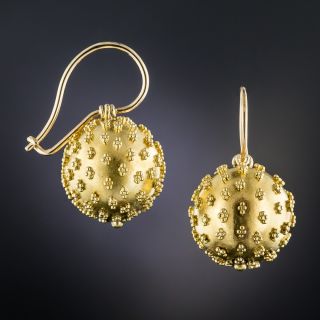 Victorian Etruscan Revival Ball Earrings 
