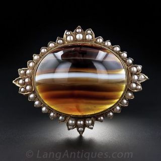 Victorian Banded Agate Brooch Locket