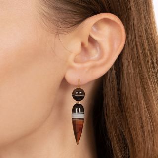 Victorian Banded Agate Drop Earrings