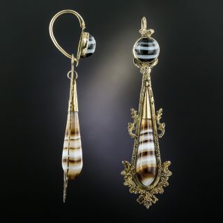 Victorian Banded Agate Earrings