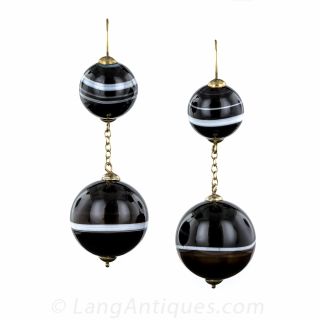 Victorian Banded Agate Earrings