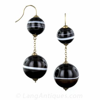 Victorian Banded Agate Earrings