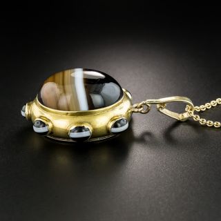 Victorian Banded Agate Mourning Pendant