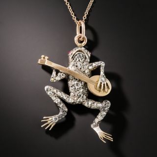 Victorian Banjo Playing Frog Pendant - 1