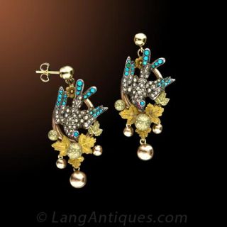 Victorian Bird Motif Earrings 