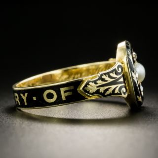 Victorian Black Enamel and Pearl Ring