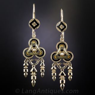 Victorian Black Enamel Dangle Earrings