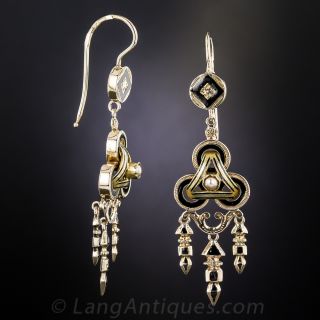 Victorian Black Enamel Dangle Earrings