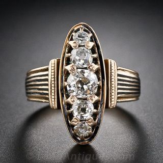 Victorian Black Enamel Diamond Ring