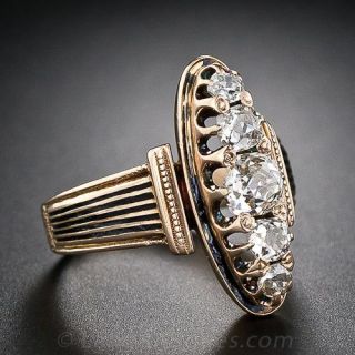 Victorian Black Enamel Diamond Ring