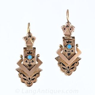 Victorian Black Enamel Earrings