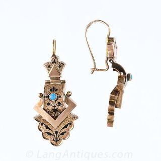 Victorian Black Enamel Earrings