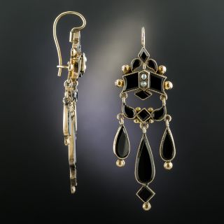 Victorian Black Onyx Chandelier Earrings