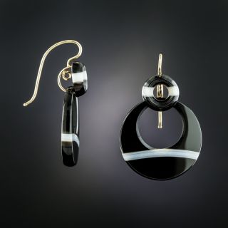 Victorian Black Onyx Earrings - 2
