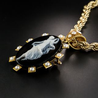 Victorian Black Onyx Hardstone Cameo Set
