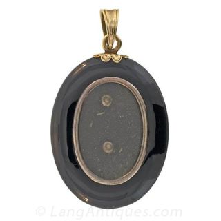 Victorian Black Onyx Locket with Seed Pearls