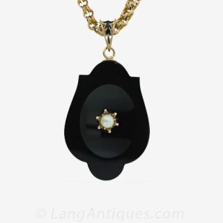 Victorian Black Onyx Mourning Locket Main View