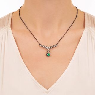 Victorian Black Opal and Diamond Necklace