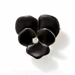 Victorian Black Pansy Brooch