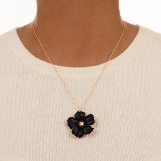 Victorian Black Pansy Diamond Brooch/Pendant