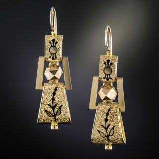 Victorian Black Taille d'Epargne Dangle Earrings - 1