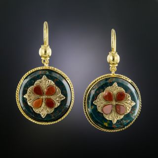 Victorian Bloodstone and Jasper Earrings - 2