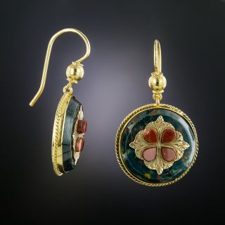 Victorian Bloodstone and Jasper Earrings