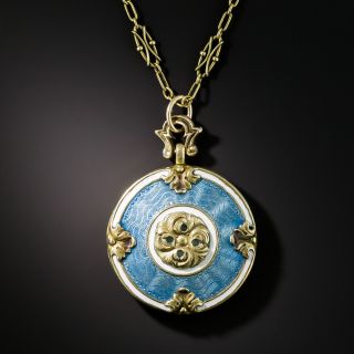 Victorian Blue and White Enamel Locket - 2