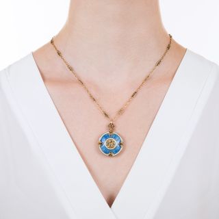 Victorian Blue and White Enamel Locket