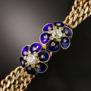 Victorian Blue Enamel and Diamond Bracelet - 2